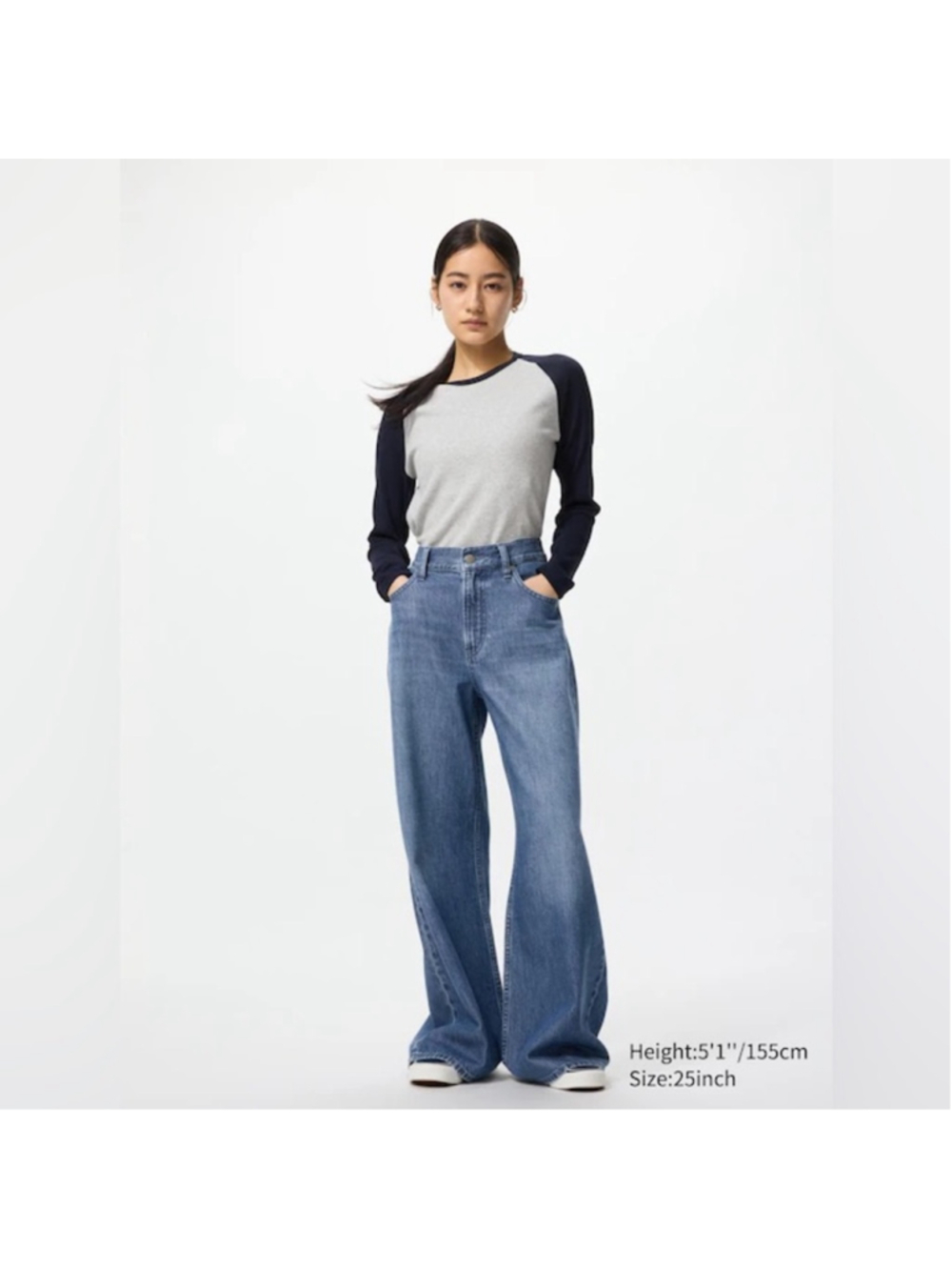 Uniqlo 100% Cotton Lightweight Drapey Wide Leg Jeans